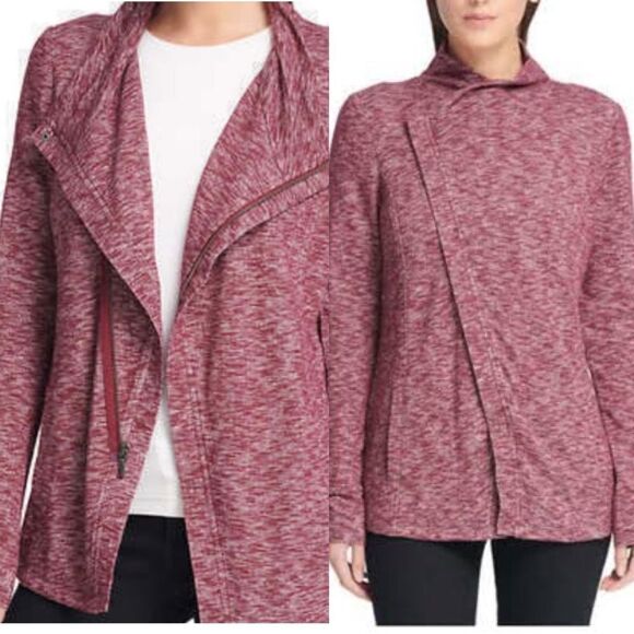 G.H. Bass womans Knit w/pockets Asymmetrical full zip Cardigan shacket Jacket S - Picture 1 of 12